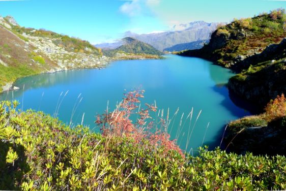Живописный вид на Ацетукские озёра в окружении цветущих берегов