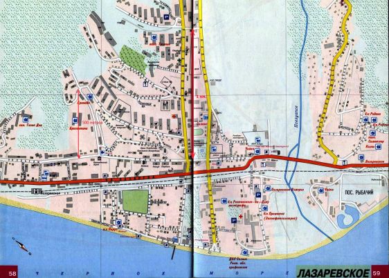 Подробный план Лазаревского района с улицами и домами