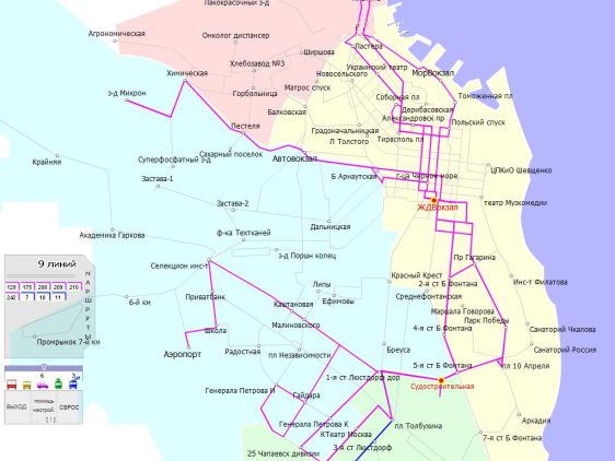 Схема маршрутов транспорта Одессы